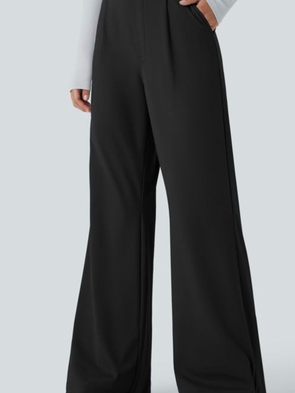 HALARA Black Flex Day Stretch Wide-Leg Pants-Petite